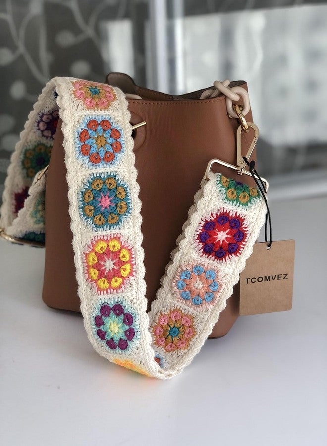 TCOMVEZ Purse Straps Replacement Crossbody for Handbags Crochet Flower Women Adjustable Bag Strap 2 inch Wide - Image 2